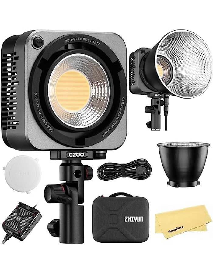 Zhiyun MOLUS G200 LED Video Light, Bowens Mount COB, 2700K-6500K Bi-Color App-Controlled Constant Lighting Photography Continuous Lighting 