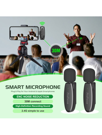 Smart Microphone By ProFocus (AP003) Lightning Receiver, Plug & Play For Your Apple Smartphones