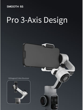 Zhiyun Smooth 5s COMBO with Inbuilt Light 3-Axis Gimbal Focus Pull & Zoom Capability Handheld Gimbal Stabilizer for Smartphone, Compatible with iPhone 14 Pro Max Mini 12 11 XS XR X 8 7 6 Plus Android Samsung Galaxy S8+ S8 S7 S6 S5