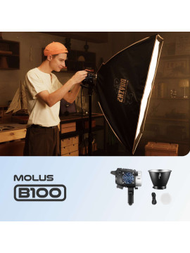 ZHIYUN MOLUS B100 100W COB LED Video Light 2700K-6500K CRI 96+ TLCI 96+ 20600 Lux/1M App Control 13 Scene Effects Bowens Mount Silent Continuous Output Lighting for Photography Studio Film Light