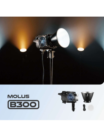 ZHIYUN Molus B300 300WCOB LED Video Light 2700K-6500K, APP Control, Built in 13 Scene Effects Bowens Mount Silent Continuous Output Lighting  